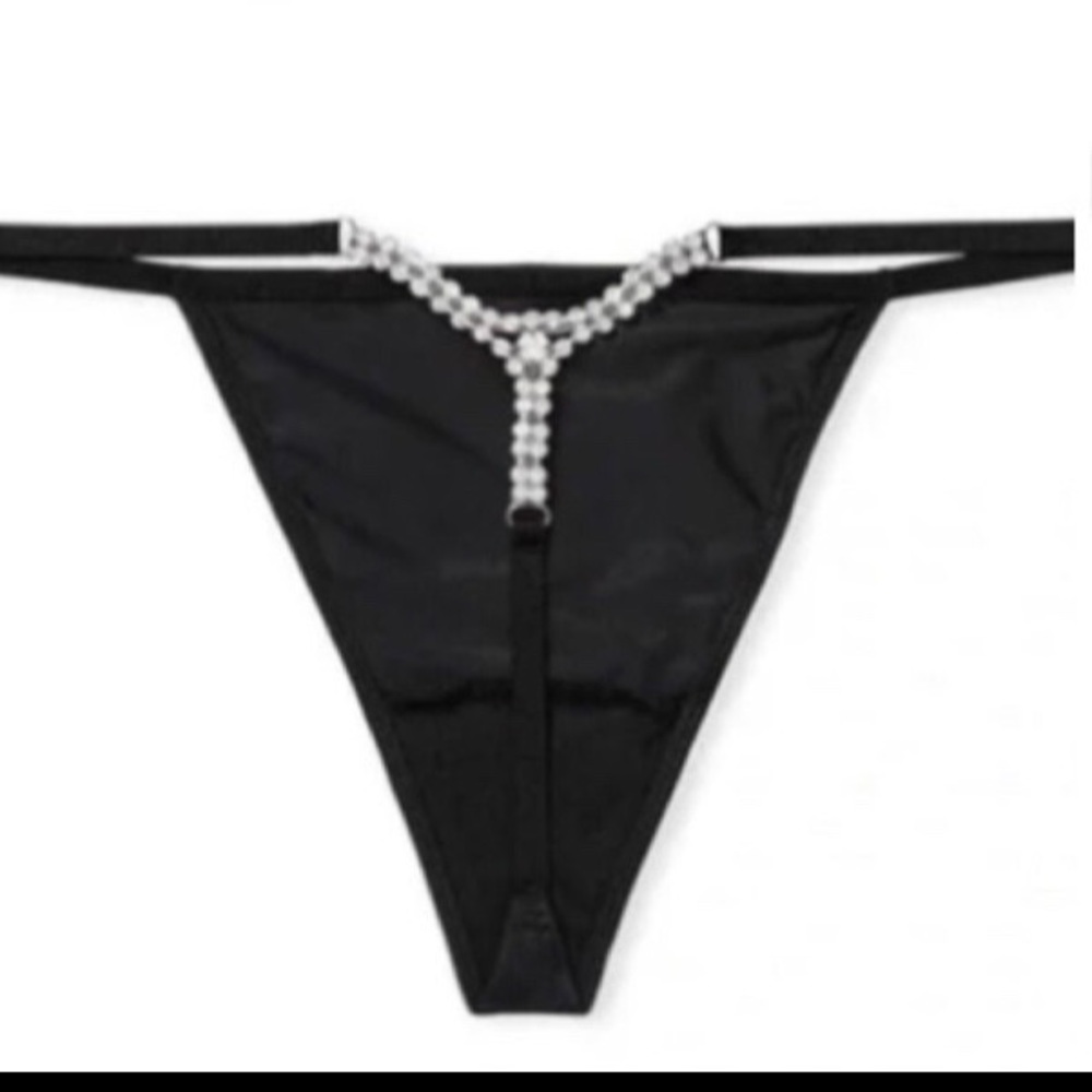 Victoria's Secret medium shine Black Rhinestone Panty